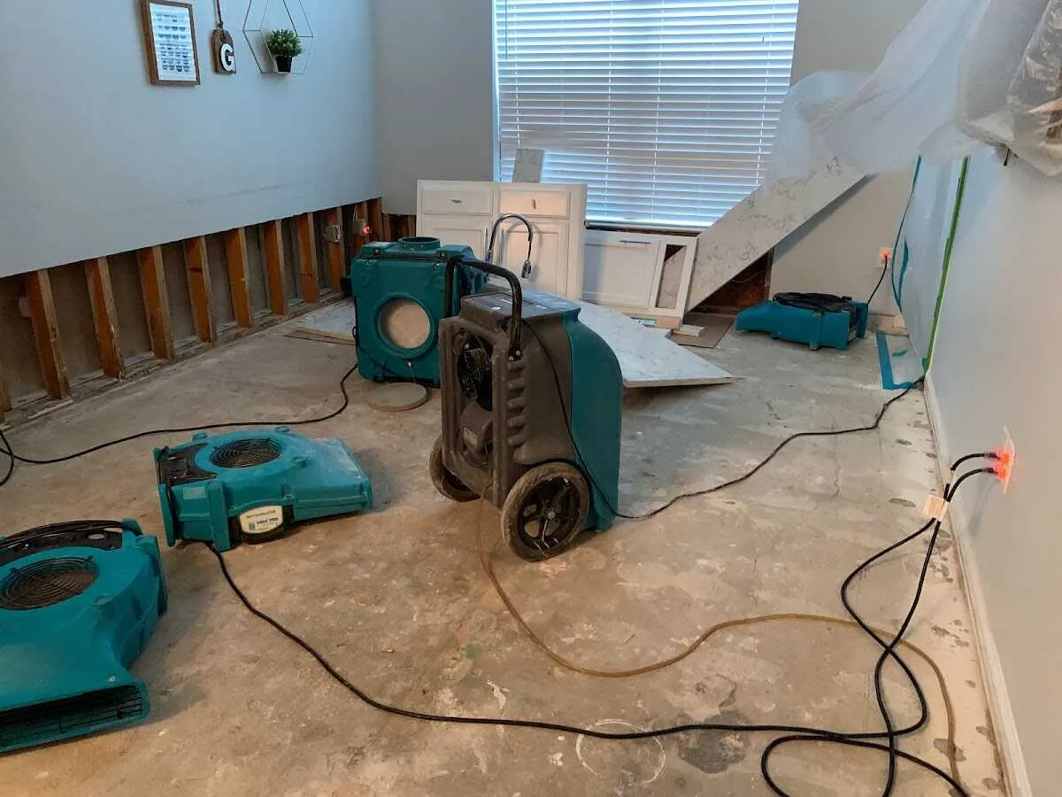 Dehumidifier in flood-cut room for Water Damage Restoration in Chicago Ridge